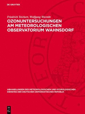 bokomslag Ozonuntersuchungen Am Meteorologischen Observatorium Wahnsdorf