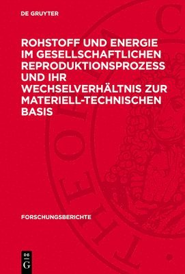 bokomslag Rohstoff Und Energie Im Gesellschaftlichen Reproduktionsprozeß Und Ihr Wechselverhältnis Zur Materiell-Technischen Basis