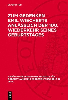 Nocontributor, Degruyter - Zum Gedenken Emil Wiecherts Anlässlich Der 100. Wiederkehr Seines Geburtstages, Inbunden