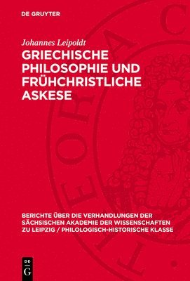 bokomslag Griechische Philosophie Und Frühchristliche Askese