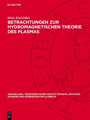 bokomslag Betrachtungen zur hydromagnetischen Theorie des Plasmas