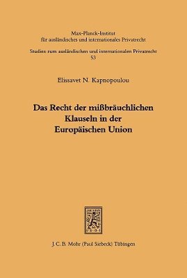 bokomslag Das Recht der mibruchlichen Klauseln in der Europischen Union