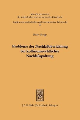 Beate Kopp - Probleme der Nachlaßabwicklung bei kollisionsrechtlicher Nachlaßspaltung, Häftad