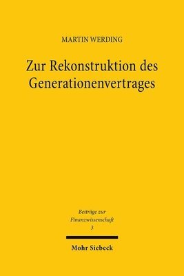 bokomslag Zur Rekonstruktion des Generationenvertrages