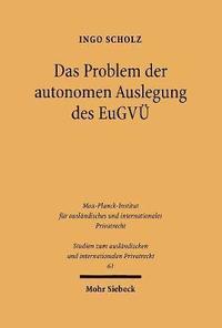 bokomslag Das Problem Der Autonomen Auslegung Des Eugvu