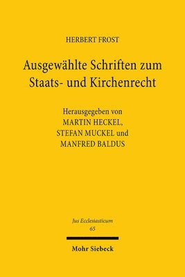 bokomslag Ausgewhlte Schriften zum Staats- und Kirchenrecht