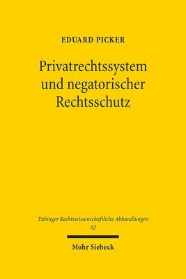 Eduard Picker - Privatrechtssystem und negatorischer Rechtsschutz, Inbunden