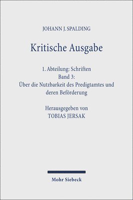 Johann J. Spalding, Tobias Jersak - Kritische Ausgabe, Inbunden