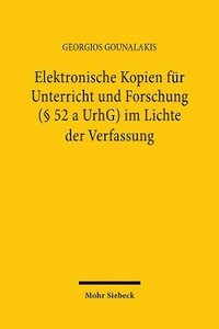 bokomslag Elektronische Kopien fr Unterricht und Forschung ( 52 a UrhG) im Lichte der Verfassung