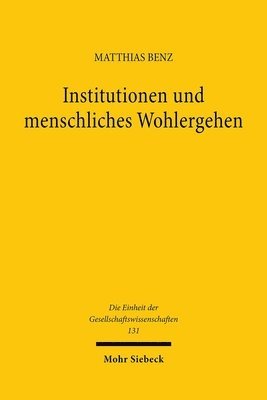 bokomslag Institutionen und menschliches Wohlergehen