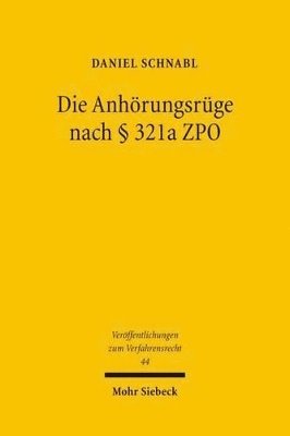 bokomslag Die Anhrungsrge nach  321a  ZPO