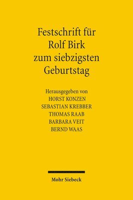 Horst Konzen, Sebastian Krebber - Festschrift Fur Rolf Birk Zum Siebzigsten Geburtstag, Inbunden