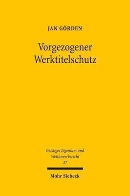 bokomslag Vorgezogener Werktitelschutz