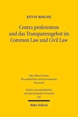 bokomslag Contra proferentem und das Transparenzgebot im Common Law und Civil Law