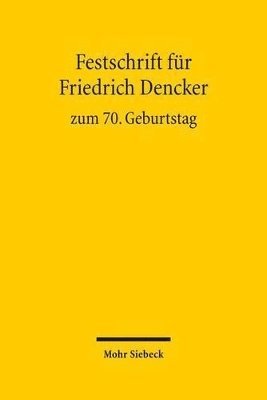 bokomslag Festschrift fr Friedrich Dencker zum 70. Geburtstag