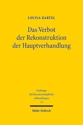 bokomslag Das Verbot der Rekonstruktion der Hauptverhandlung