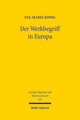 bokomslag Der Werkbegriff in Europa