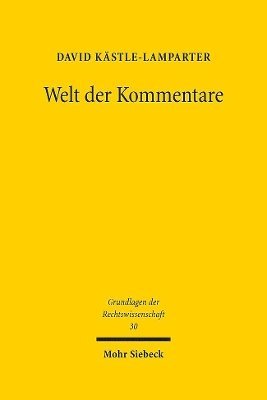 bokomslag Welt Der Kommentare: Struktur, Funktion Und Stellenwert Juristischer Kommentare in Geschichte Und Gegenwart