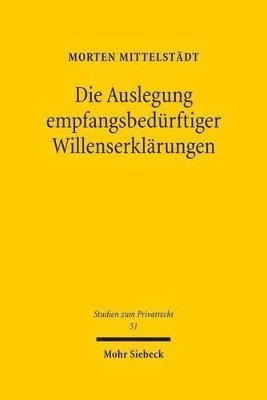 bokomslag Die Auslegung empfangsbedrftiger Willenserklrungen