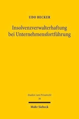 bokomslag Insolvenzverwalterhaftung bei Unternehmensfortfhrung