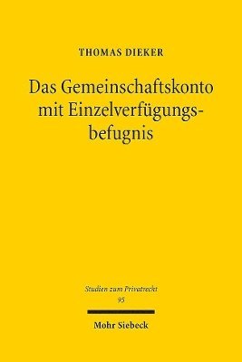 bokomslag Das Gemeinschaftskonto mit Einzelverfgungsbefugnis