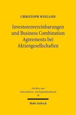 bokomslag Investorenvereinbarungen und Business Combination Agreements bei Aktiengesellschaften