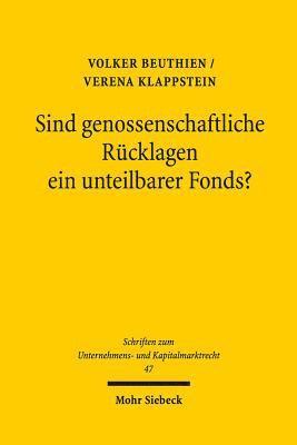 Sind genossenschaftliche Rcklagen ein unteilbarer Fonds? 1