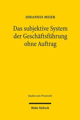 bokomslag Das subjektive System der Geschftsfhrung ohne Auftrag