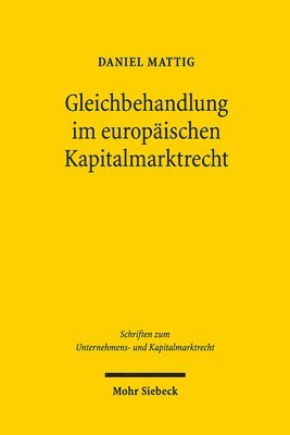 bokomslag Gleichbehandlung im europischen Kapitalmarktrecht