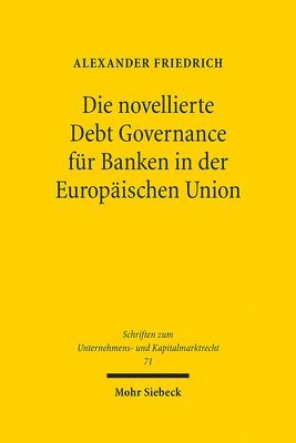 bokomslag Die novellierte Debt Governance fr Banken in der Europischen Union