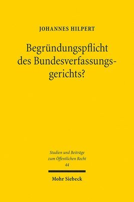 bokomslag Begrndungspflicht des Bundesverfassungsgerichts?