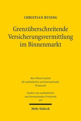 bokomslag Grenzberschreitende Versicherungsvermittlung im Binnenmarkt