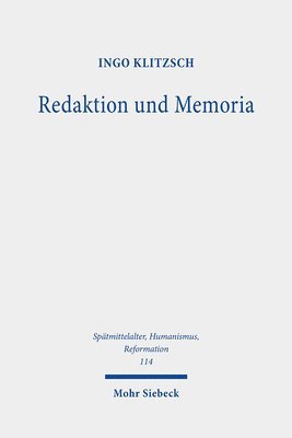 bokomslag Redaktion und Memoria