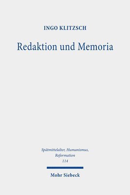 bokomslag Redaktion und Memoria