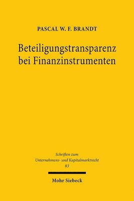 bokomslag Beteiligungstransparenz bei Finanzinstrumenten