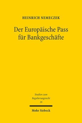 Heinrich Nemeczek - Der Europäische Pass für Bankgeschäfte, Häftad