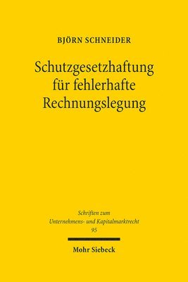 bokomslag Schutzgesetzhaftung fr fehlerhafte Rechnungslegung