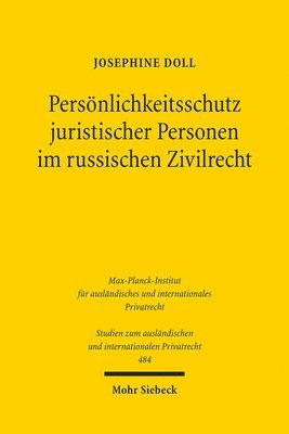 bokomslag Persnlichkeitsschutz juristischer Personen im russischen Zivilrecht