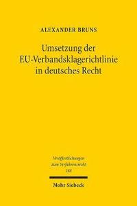 bokomslag Umsetzung der EU-Verbandsklagerichtlinie in deutsches Recht