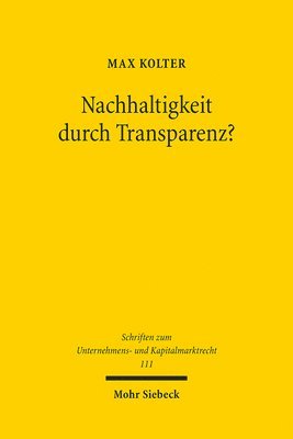 bokomslag Nachhaltigkeit durch Transparenz?