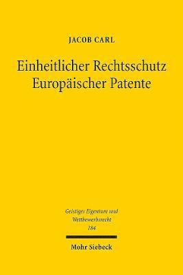 bokomslag Einheitlicher Rechtsschutz Europischer Patente