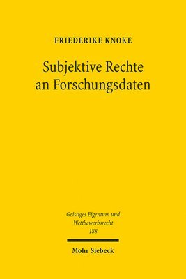 bokomslag Subjektive Rechte an Forschungsdaten