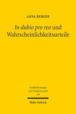 bokomslag In dubio pro reo und Wahrscheinlichkeitsurteile