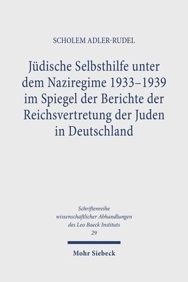 bokomslag Judische Selbsthilfe unter dem Naziregime 1933-1939 im Spiegel der Berichte der Reichsvertretung der Juden in Deutschland