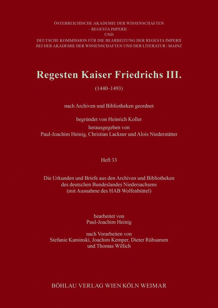 Regesten Kaiser Friedrichs III. (1440-1493), Häftad