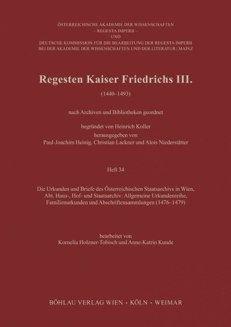 Regesten Kaiser Friedrichs III.