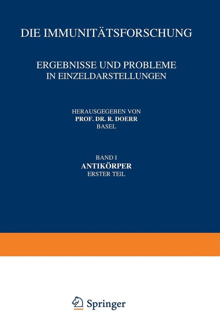 Die Immunittsforschung Ergebnisse und Probleme in Einzeldarstellungen 1