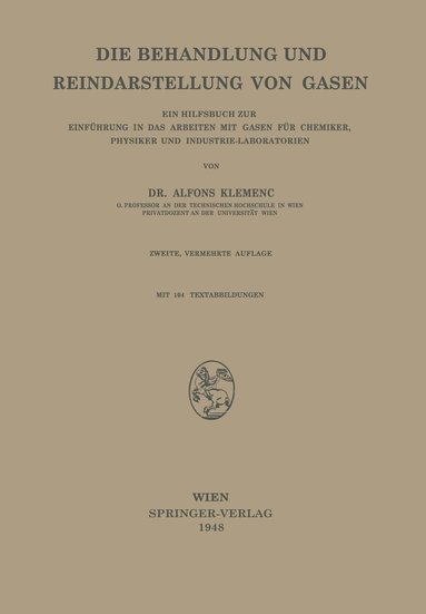 bokomslag Die Behandlung und Reindarstellung von Gasen