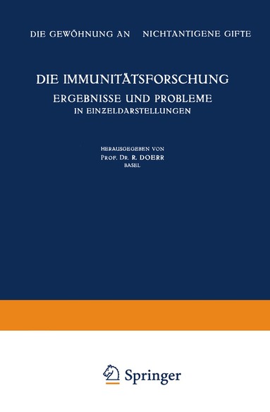 K. Bucher, Robert Doerr, Robert Doerr - Die Immunitätsforschung Ergebnisse und Probleme in Einƶeldarstellungen, Häftad