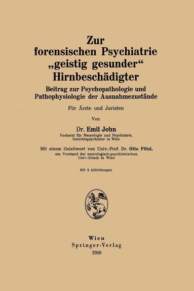 bokomslag Zur forensischen Psychiatrie ?geistig gesunder" Hirnbeschädigter